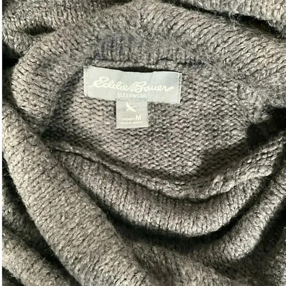 Eddie Bauer Sleepwear Women's Size Medium Cowl Neck Kangaroo Pockets Dark Gray - Picture 10 of 11